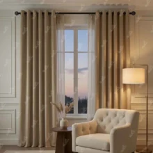 خرید پرده مخمل کالیفرنیا بژ