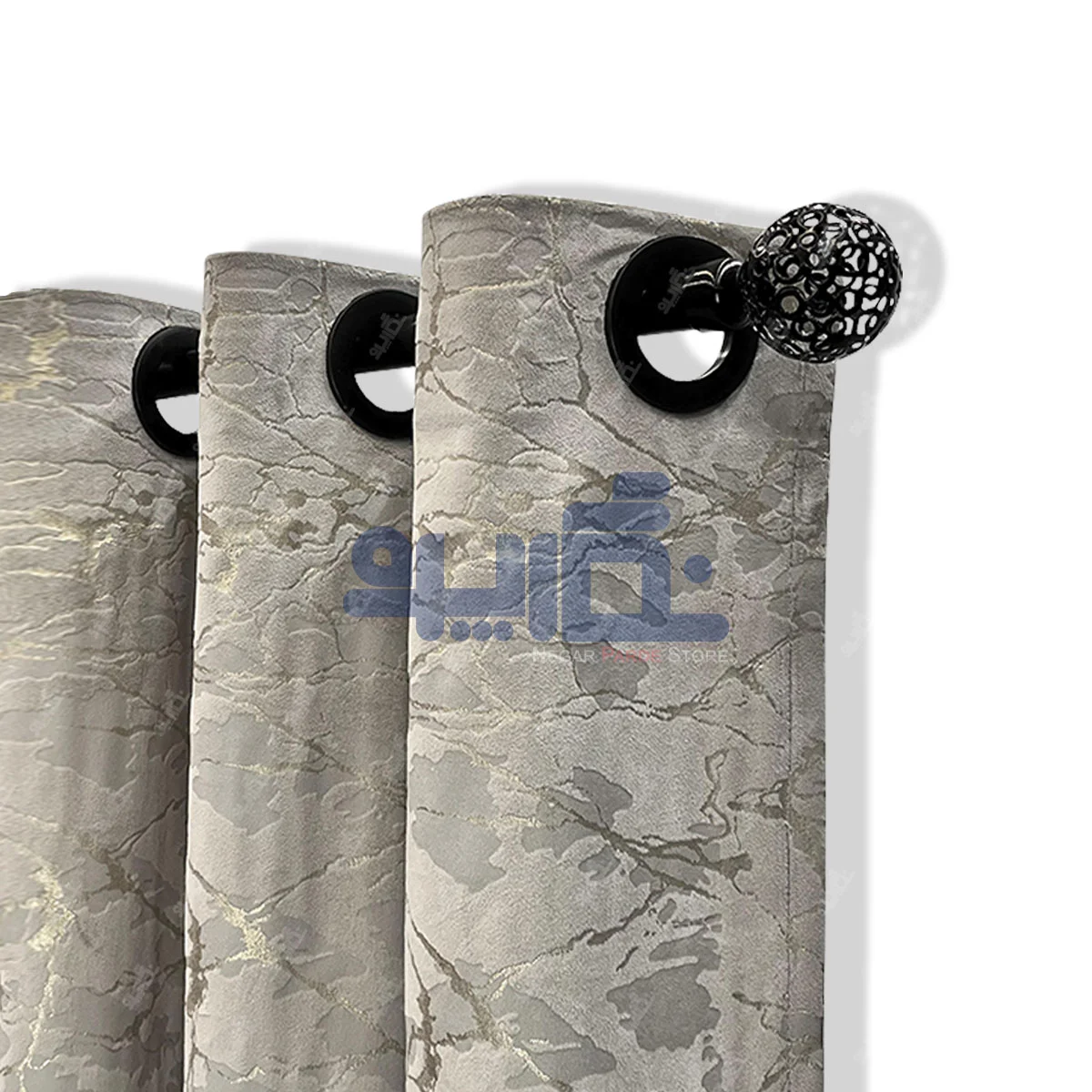 خرید پرده طلاکوب طوسی روشن