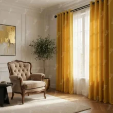 خرید پرده مخمل کالیفرنیا زرد قناری